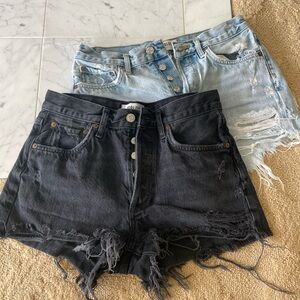 Set of 2 - agolde Parker shorts -  Women's Black Distressed Denim Shorts